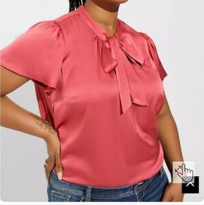 Torrid Satin Tie Front Neck Flutter Sleeve Blouse Size 4X